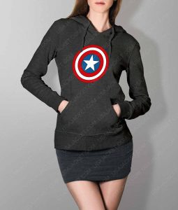 Womens Captain America Shield Logo Grey Hoodie