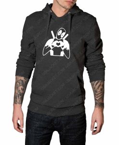 Mens Deadpool Heart Love Grey Hoodie