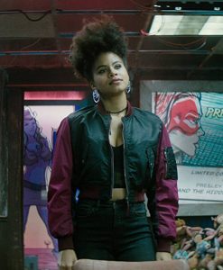 Zazie Beetz Deadpool 2 Domino Satin Bomber Jacket