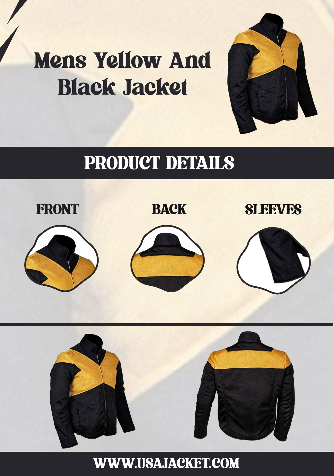 Mens Yellow And Black Jacket