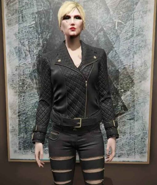 GTA 6 Female Protagonist Quilted Leather Jacket