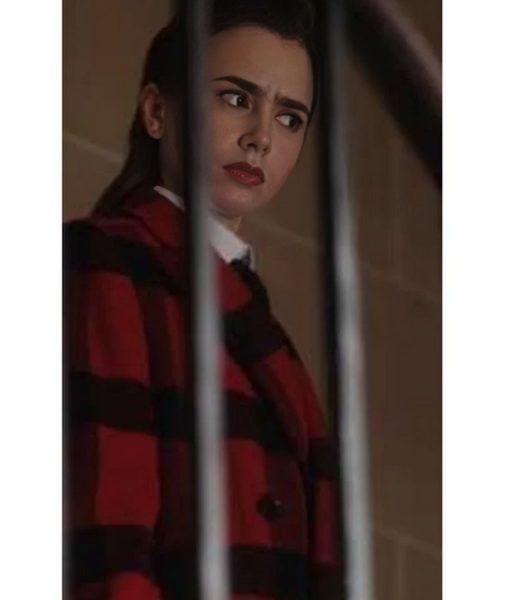 Emily Cooper Emily In Paris S04 Lily Collins Plaid Wool Twill Coat Emily Cooper Emily In Paris S04 Lily Collins Plaid Wool Twill Coat