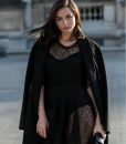 Paris Fashion Week Ana de Armas Black Wool Blend Coat