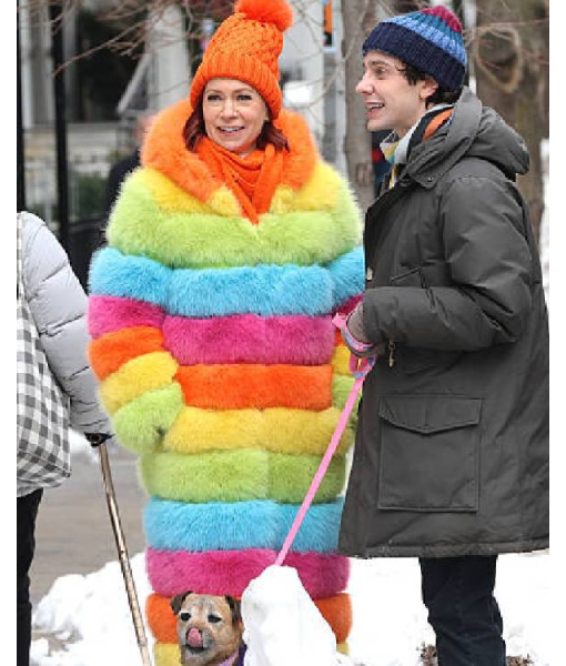 Elsbeth Carrie Preston Rainbow Faux Fur Trench Coat 1
