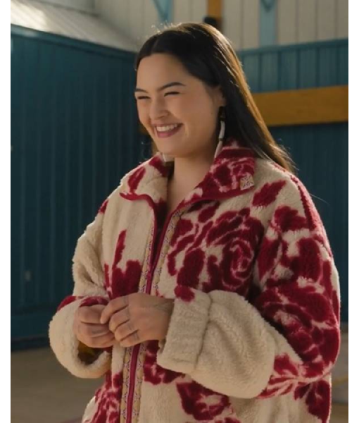 North Of North S02 Anna Lambe Red Floral Sherpa Fleece Jacket 2