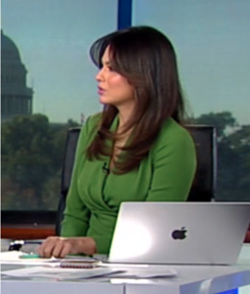 America’s Newsroom 2026 Aishah Hasnie Green Wrap Top